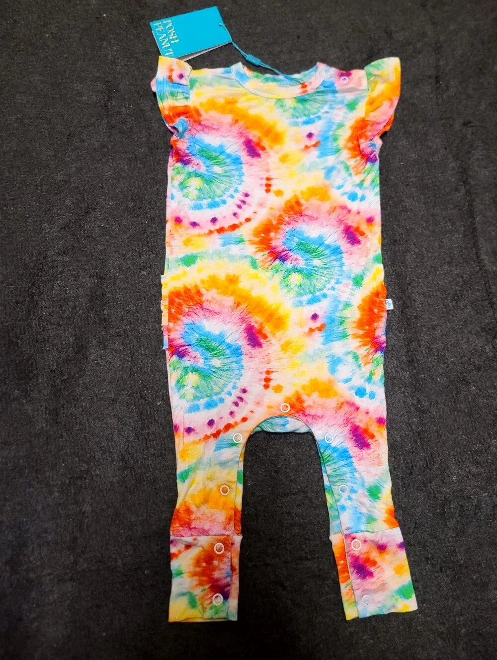 Posh Peanut Totally Tie-Dye Cap Sleeve Romper 6-9 Months  RETAIL $38
